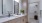 a bathroom with a large mirror