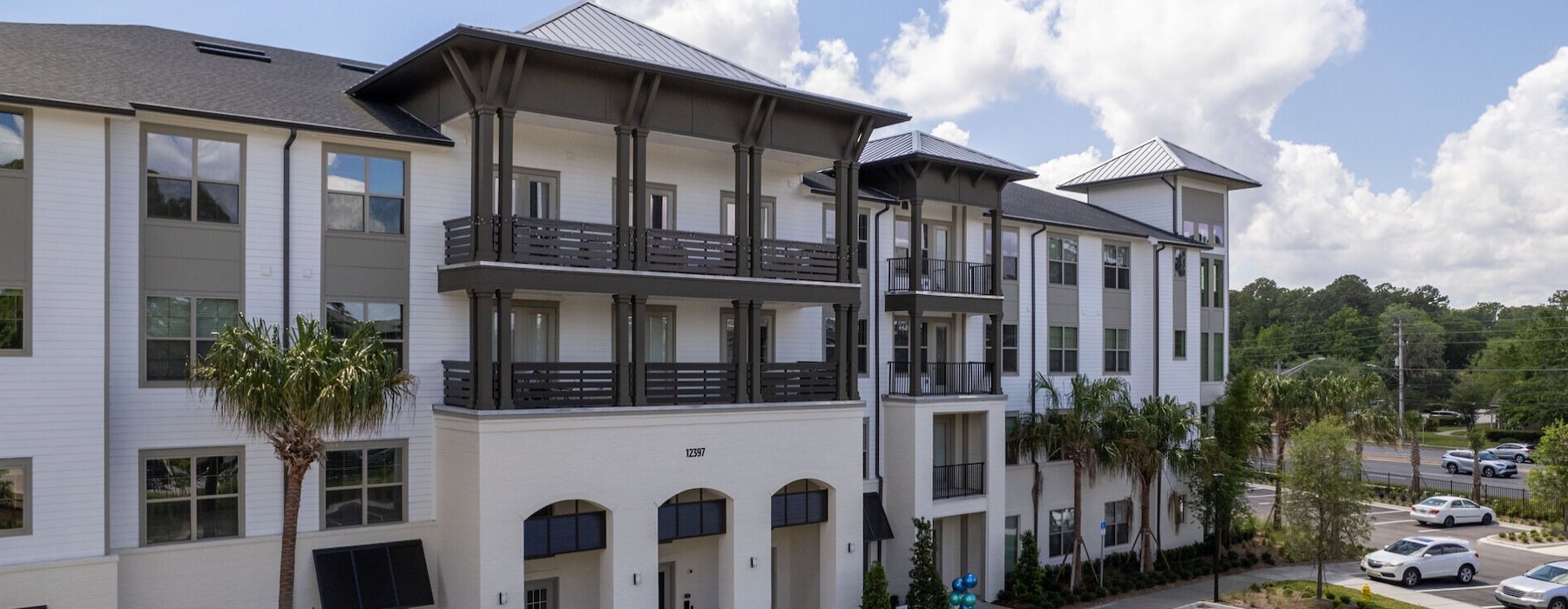 a building with a parking lot